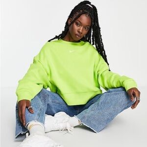 NIKE Lime Green Middle Swoosh Crewneck L